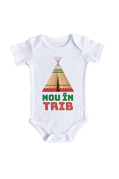 OEM Body bebe, Nou in trib, 3 -6 luni, maneca scurta, bonisa creativ, alb, 100% bumbac