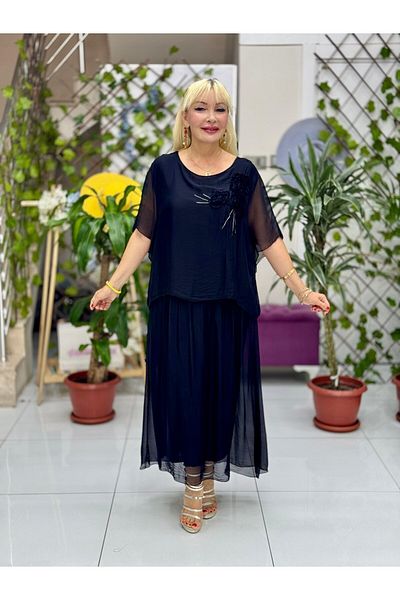 Punta Otantik Nc1025 Italian Chest Floral Silk Dress Black