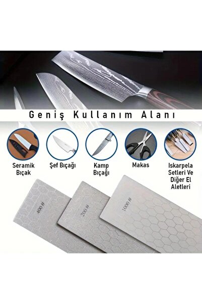 valkyrie 3 Adet Elmas Biley Seti Bıçak Bileme Taşı Sulu veya Susuz Biley Uzun Ömürlü Aşınmaz 200 400 1000 Grit