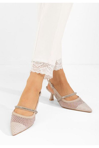 B T Shoes Pantofi slingback Brilyansa bej