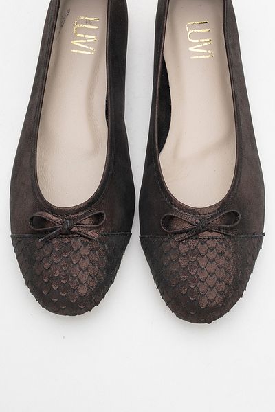 LuviShoes 02 Copper Glitter Genuine Leather Women's Ballerina Shoes