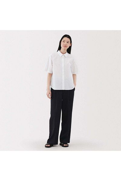 Muji قميص كول تاتش بأكمام قصيرة وياقة عادية