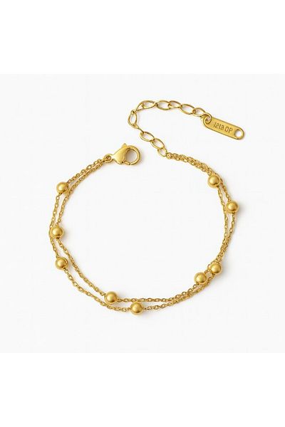 REDz Accessories Gold Anklet with Double Chain and Decorative Balls, Adjustable