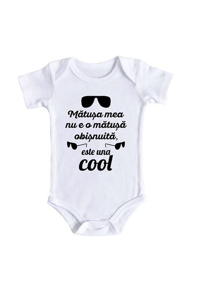 OEM Body bebe, Matusa mea este cool, 12-18 luni, maneca scurta, bonisa creativ, alb, 100% bumbac