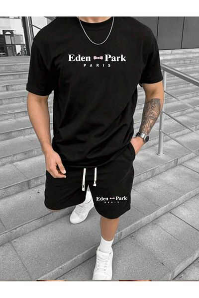 ACTIVE MODA -Men's Cotton Printed Create Your Own Path Tshirt-Shorts Set 2-Pack Oversize Large Size