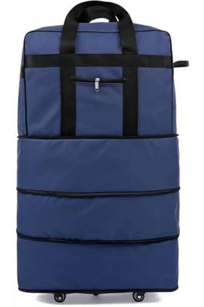 Yuwell YU WELL Expandable Rolling Duffle Bag Wheeled Luggage Foldable Suitcase (Duffle Bag/Wheels, Blue, La