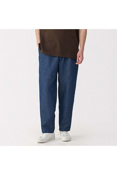 Muji Hemp Blend Denim Darted Straight Pants