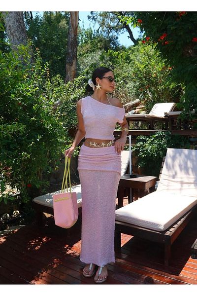 My Blog Pink Draped Double Suit - 7257