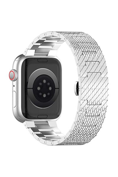 SKYDDAR INNOVATION Λουράκι από ανοξείδωτο ατσάλι για Apple Watch 1/2/3/4/5/6/7/8/9/SE/SE 2 (38/40/41mm), W052 - Ασημί