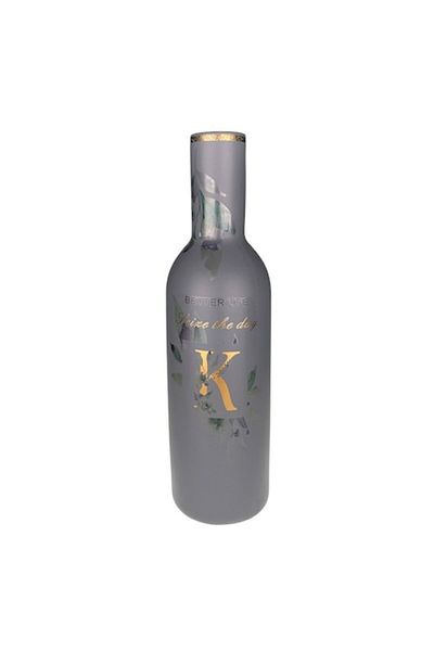 Blusmart Ceramic Vase in Bottle Shape with 'Better Life' Message, 17x60 cm, Gray