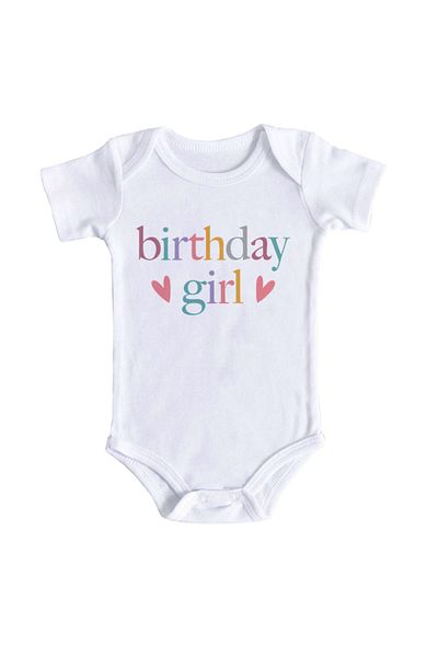 OEM Body bebe, Birthday girl, 12-18 luni, maneca scurta, bonisa creativ, alb, 100% bumbac