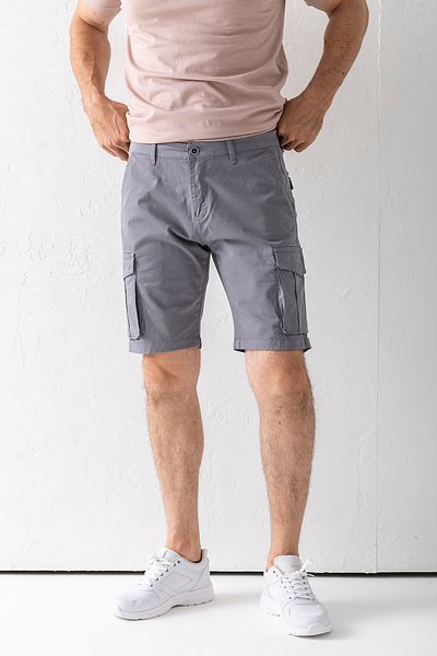 JB John Borners Men's Button Closure Cotton Shorts with Cargo Pockets Gray - 2855