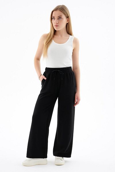 Fashion Friends Wide Leg Elastic Trousers Black