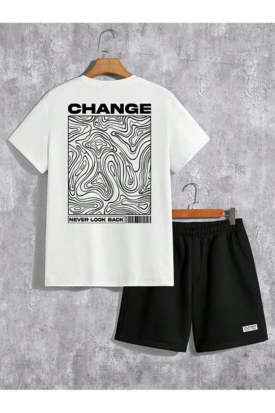 ACTIVE MODA -SET DE 2 BĂRBAȚI BUMBAC IMPRIMAT NEVER LOOK BACK TRIUC-SET DE 2 PANTALONI DE MĂRIME MARE