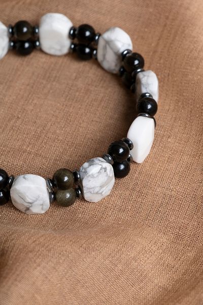 OSMANLI DEĞERLİ TAŞ Certified Obsidian - Havlit Natural Stone Bracelet