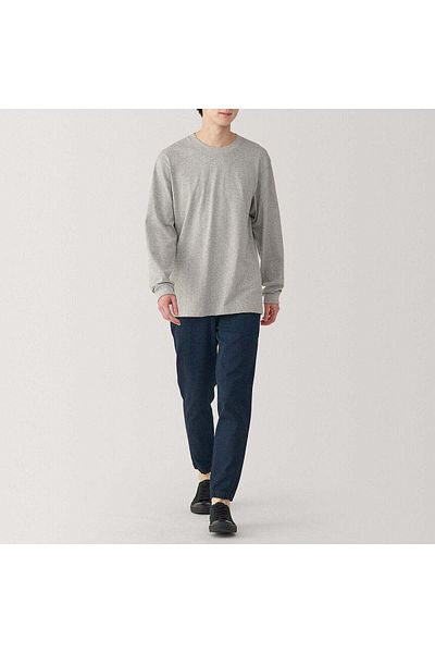 Muji Super Stretch Denim Jogger Pants Dark Navy