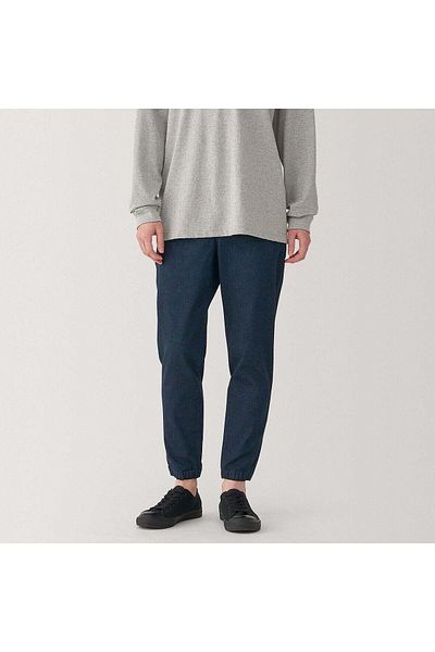 Muji Super Stretch Denim Jogger Pants Dark Navy