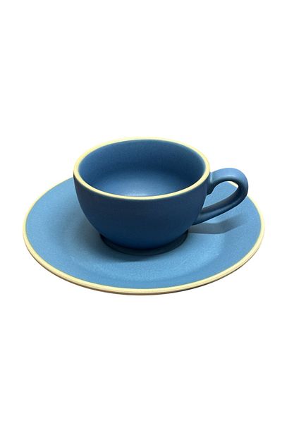 JOVY Set ceașcă și farfurie espresso, CAFFINO, porțelan mat, 80 ml albastru