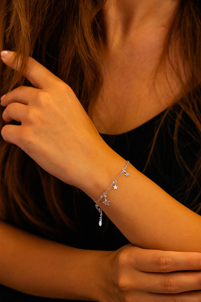 monalisatoka Kadın Gümüş Yıldız Detaylı Bileklik