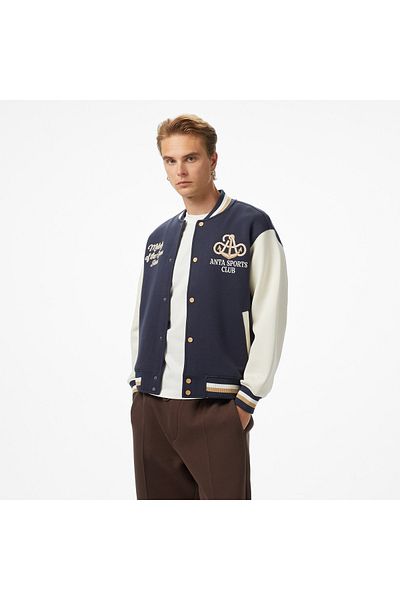 Anta Sports Club Men's Navy Blue Tracksuit Top