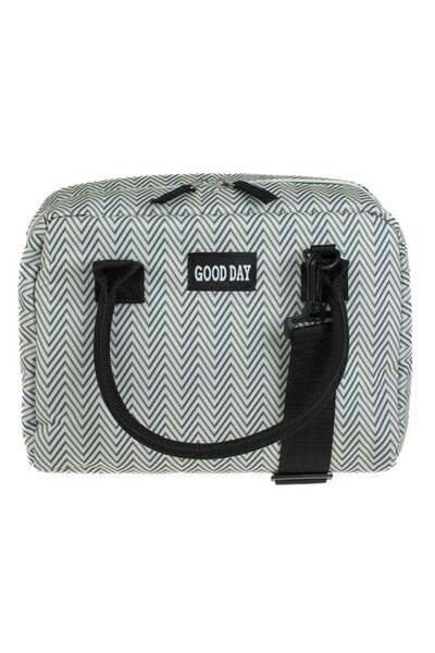 OEM Geanta Izoterma Alba cu Model Gri Bleu Aztec 'Good Day' pentru Alimente 27x14x20cm - 7lt