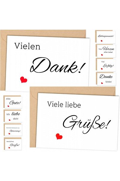 Yoosso Set of 10 greeting cards and 10 envelopes Yoosso, paper, white/natural/black, 15 x 10 cm