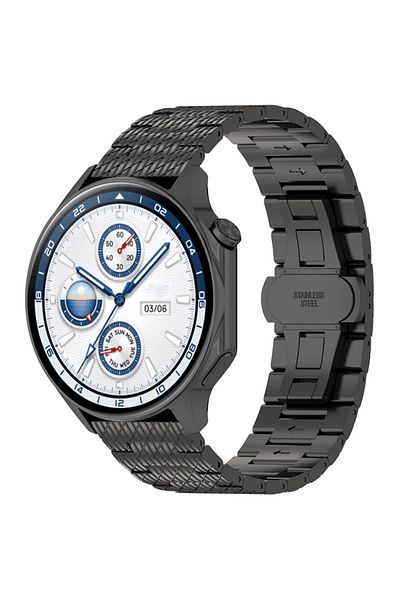 SKYDDAR INNOVATION Stainless Steel Strap for Samsung Galaxy Watch 4/5/Active 2, Huawei Watch GT 3 /3 Pro, W052 - Black