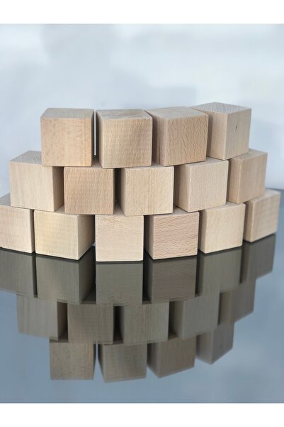 dekorvera Ahşap küp, 4x4 ahşap gürgen küp 15 adet + hediyeli
