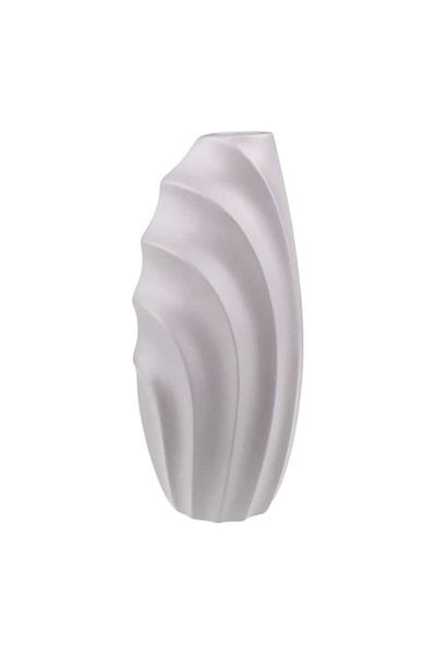 Blusmart Vaza cu dungi, Ceramica, 16x35 cm, Alb