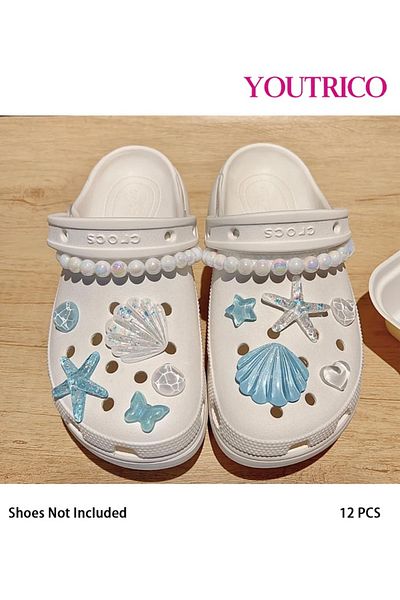 Youtrico 12pcs Ocean Starfish Jibbitz Charms for Slipper Ornament