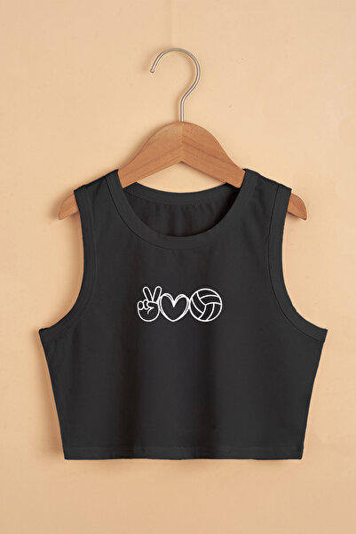 TARZ STİL Kız Çocuk Yazlık Voleybol Sevgisi Temalı Crop Tişört 23383