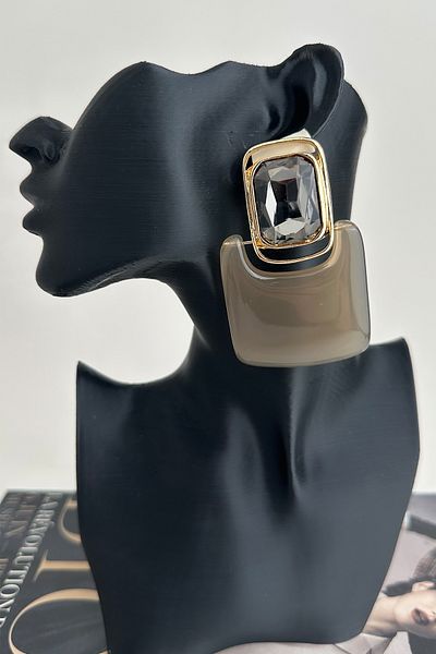 Modex Vintage Geometric Square Stone Acrylic Earrings (7cm)