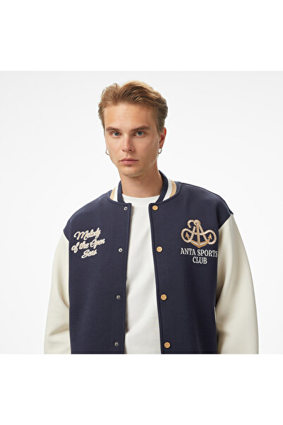 Anta Sports Club Men's Navy Blue Tracksuit Top