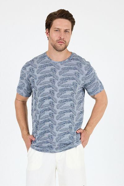 Rodi Men's Crew Neck Patterned T-Shirt – 100% Cotton – Comfortable and Stylish Casual Short Sleeve T-Shirt 0115