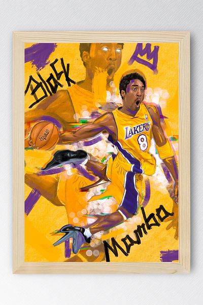Saturn Pictură înrămată Kobe Bryant - Poster NBA Black Mamba