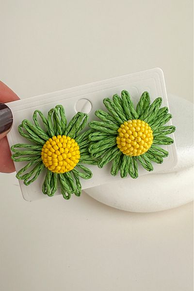 Modex Bohemian Style Bead Detail Daisy Flower Earrings (5cm)