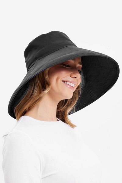 Külah Women's Uv Protective Drawstring Wide Brim Sun Hat - Black