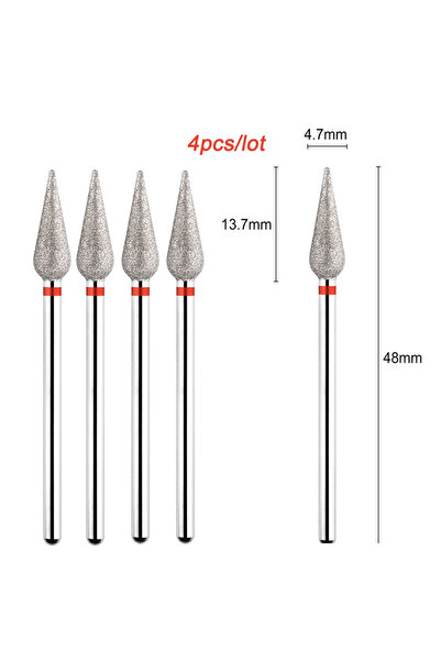 choice2 TP-266-050R TP 4 قطع/مجموعة قاطع طحن ماسي لأدوات العناية بالأظافر ومث...