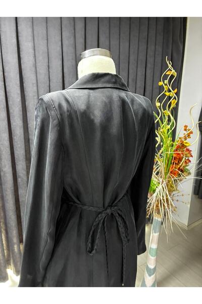 Zühre Lacing Detailed Double Breasted Collar Black Trousers Suit 1562