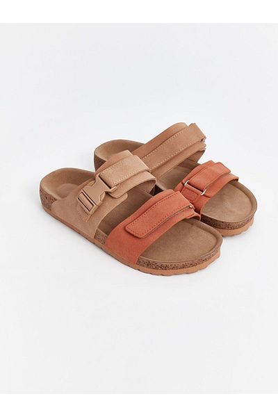 LC Waikiki Ανδρικές παντόφλες σε καφέ Color Block