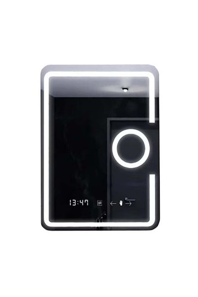 OPTIM DEKO Oglindă de baie LED premium 60 mm x 80 mm cu lupă cosmetică, moduri de iluminare duale (caldă și rece), A