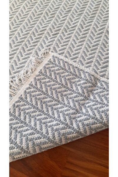 Mandaş Pamuklu Cotton Kilim Çift Taraflı Yıkanabilir Dekoratif (80x150) - Gri v2