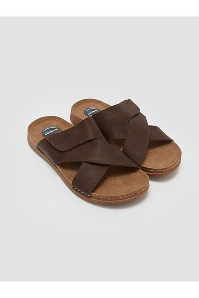 LC Waikiki Brown Cross Strap Men's Slippers