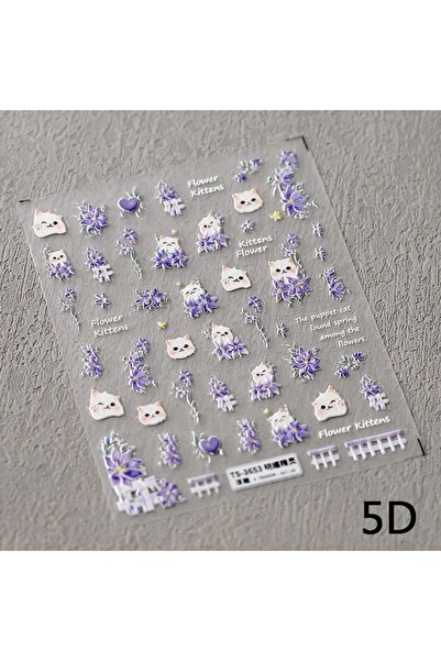 Choice قطعة واحدة من ملصقات فن الأظافر ذاتية اللصق TS3653 على شكل قطة جميلة خ...