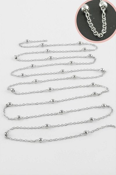 Modafiks 0.1mm Silver Color Steel Ball Chain 1 Meter