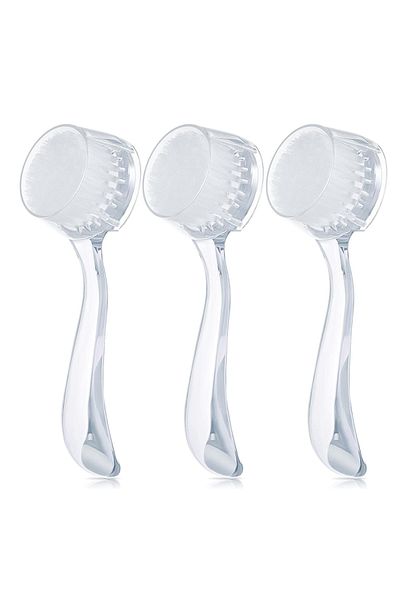 Choice white 3pcs Facial Cleansing Brush Acrylic Handle Facial Cleansing Brush Soft Bristles Exfoliating Cl