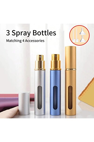 Choice1 زجاجة عطر زجاجية سعة 10 مل، زرقاء، 3 قطع، 4 ملحقات، زجاجة رذاذ عطر سع...