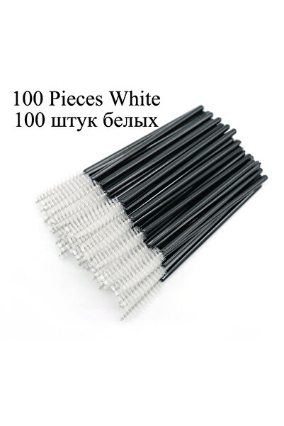 choice2 100 قطعة من فرشاة الرموش الصغيرة للاستخدام مرة واحدة باللون الأبيض، وعصي الماسكارا، ومكبس توزيع الماسكارا، ومشط الحواجب