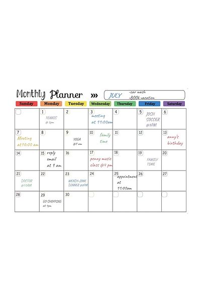 Leexo Set planificator magnetic frigider Monthly Planner, cu 3 markere, laveta, 42x30 cm