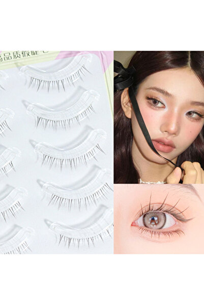 Choice1 رموش W-34 سوداء منجلو، 4-7 مم، بنية اللون، رموش سفلية صغيرة اللهب، سوداء طبيعية قصيرة